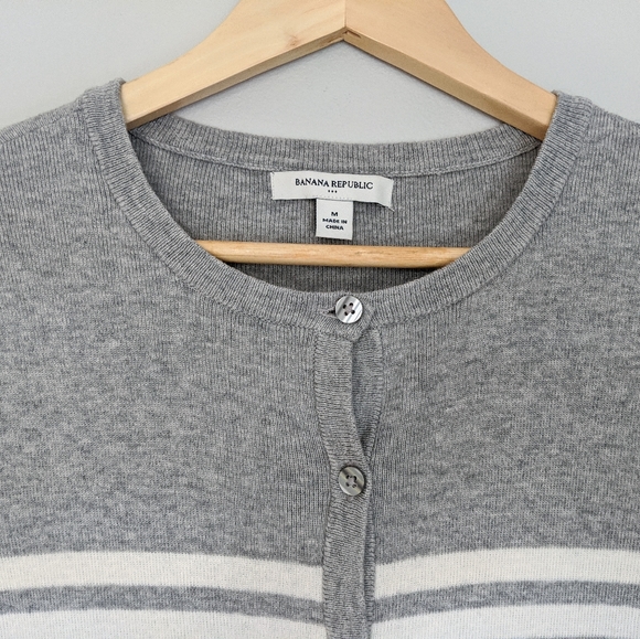 Banana Republic Striped Cotton Blend Cardigan - Picture 4 of 5